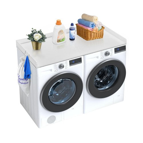 Washer Dryer Countertop, 54' x 27' Wooden Washer and Dryer Countertop, Water-Resistant Laundry Machine Topper Cover with Anti-Slip Pads, for Laundry Room Organization and Storage, White