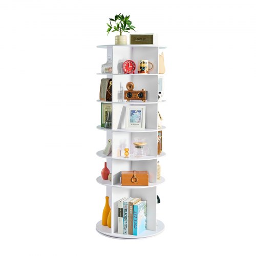 6 Tiers Rotating Shoe Rack Tower, 360¡ã Spinning Shoe Rack, Revolving Storage Round Carousel Display, Freestanding Lazy Susan Organizer Display for Bedroom, Living Room, Entryway, Closet, White