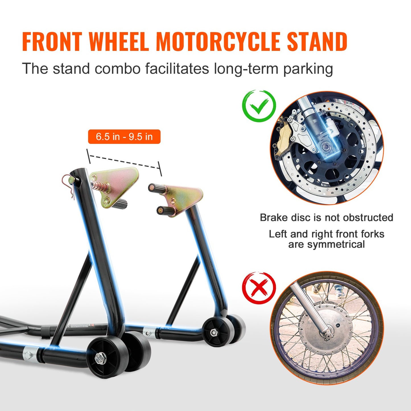 VEVOR Motorcycle Stand Lift, 850lbs Front Rear Combo Stand Lift Stand, Front and Rear Wheel Fork Stand, U+L Fork Swingarm Spool, Compatible with Most Yamaha Honda Kawasaki Suzuki Motorcycles, Black