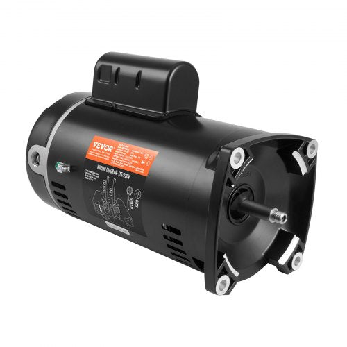 1 HP Pool Pump Motor, 56Y Frame, 115V(9 Amps)/230V(4.5 Amps) 3450RPM, 60Hz, 1.25 Service Factor, 90¦ÌF/250V Capacitor, CCW Rotation Square Flange Replacement Motor
