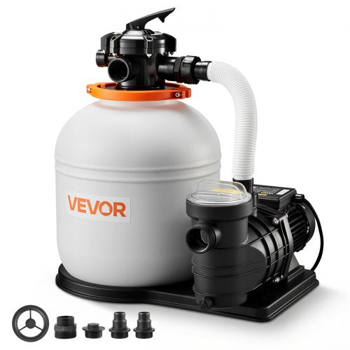16 in Sand Filter Pump for Above Ground Pool, 0.75 HP 4400 GPH, Swimming Pool Sand Filter Pump with Pre-Assembled Core & Leak-Resistant Design, 6-Way Valve, High-Efficiency Filtration for Pools