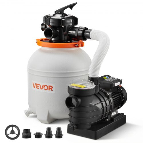 13 in Sand Filter Pump for Above Ground Pool, 0.75 HP 3500 GPH, Swimming Pool Sand Filter Pump with Pre-Assembled Core & Leak-Resistant Design, 6-Way Valve, High-Efficiency Filtration for Pools