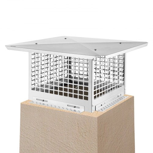 VEVOR Chimney Cap, 13 x 13 Flue Caps, 304 Stainless Steel Fireplace Chimney Cover, Adjustable Metal Spark Arrestor with Bolts Screws, Mesh Chimney Flue Cover for Outside Existing Clay Flue Tile