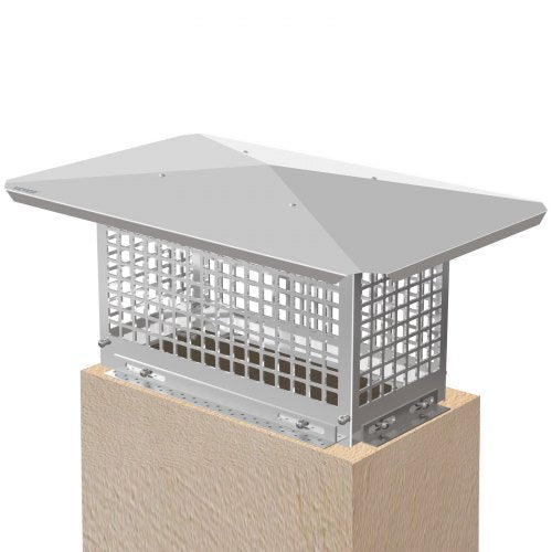VEVOR Chimney Cap, 8 x 17 Flue Caps, 304 Stainless Steel Fireplace Chimney Cover, Adjustable Metal Spark Arrestor with Bolts Screws, Mesh Chimney Flue Cover for Outside Existing Clay Flue Tile