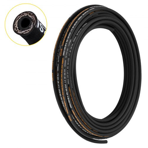 Hydraulic Hose 1/4 inch x 100 ft, Coiled Hydraulic Hose 5800 PSI, Rubber Hydraulic Hose with 2 High-Tensile Steel Wire Braid, Bulk Hydraulic Hose -20¡æ to 140¡æ, Hydraulic Oil Flexible Hose