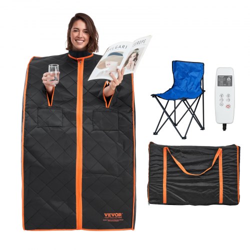 VEVOR Sauna Blanket for Detoxification, 1050W Portable Far Infrared Sauna Tent for Home, 104 - 167¨H, 1-60 Minutes Timer , Personal Sauna Box for Home Spa Indoor Black 27.56 x 31.5 x 38.58 inch