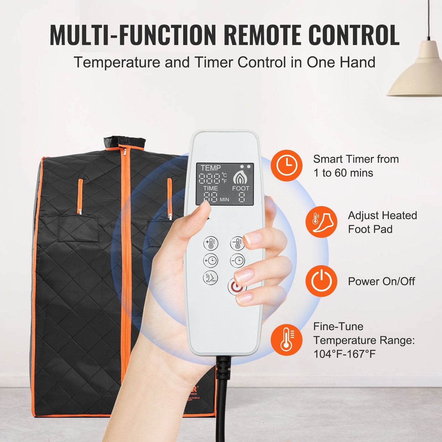 VEVOR Sauna Blanket for Detoxification, 1050W Portable Far Infrared Sauna Tent for Home, 104 - 167¨H, 1-60 Minutes Timer , Personal Sauna Box for Home Spa Indoor Black 27.56 x 31.5 x 38.58 inch