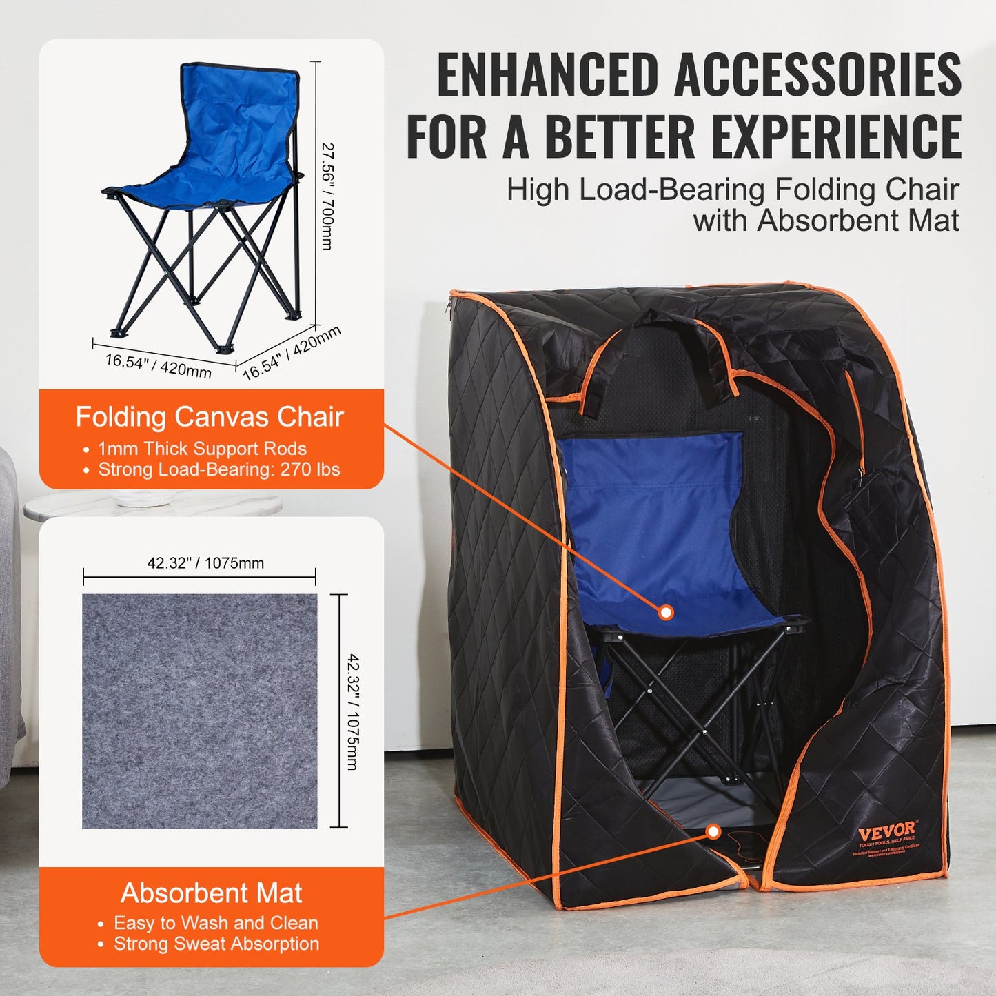 VEVOR Sauna Blanket for Detoxification, 1050W Portable Far Infrared Sauna Tent for Home, 104 - 167¨H, 1-60 Minutes Timer , Personal Sauna Box for Home Spa Indoor Black 27.56 x 31.5 x 38.58 inch