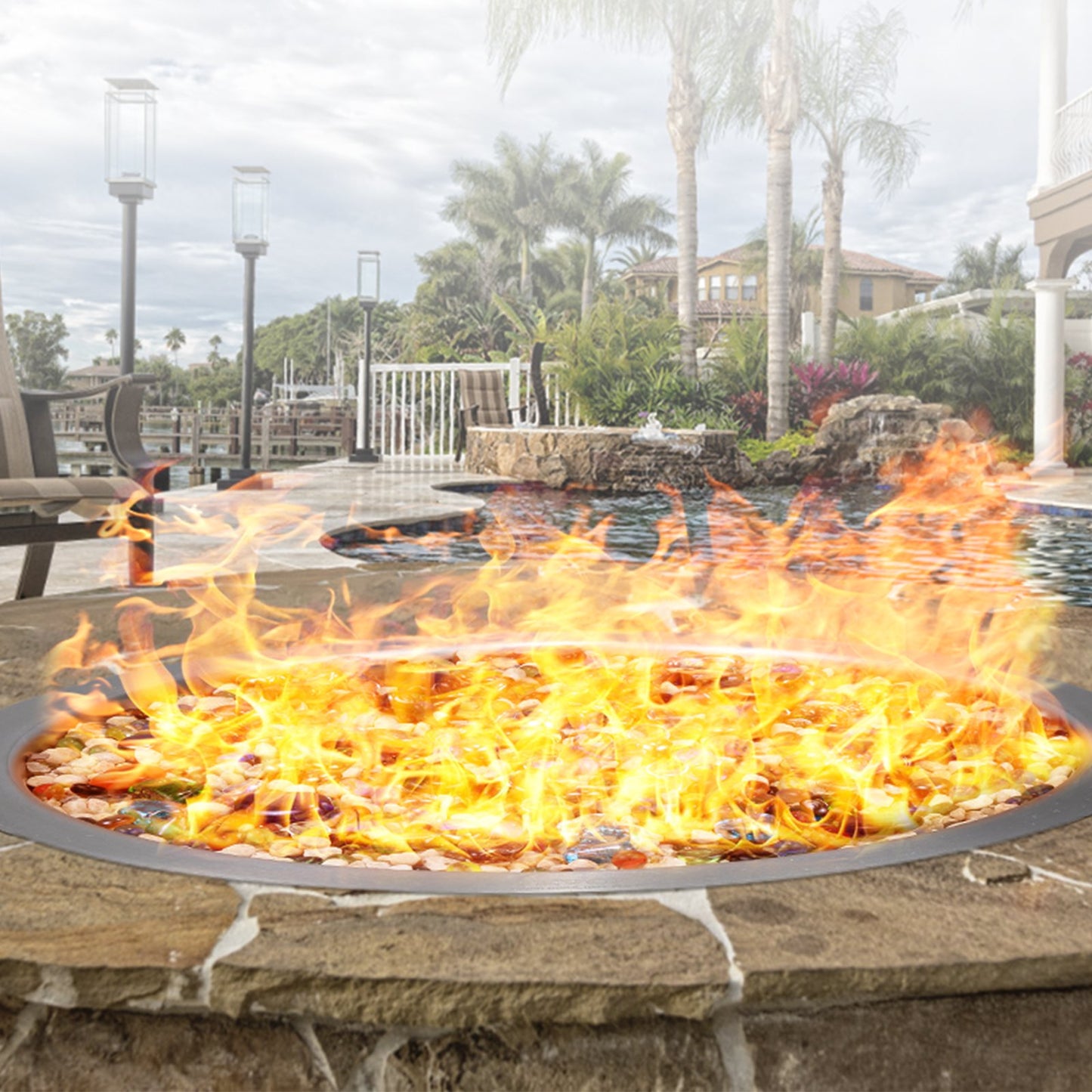 VEVOR 18 inch Round Drop-in Fire Pit Pan, Stainless Steel Fire Pit Burner Kit, Natural & Propane Gas Fire Pan with 150,000 BTU for Indoor or Outdoor Use