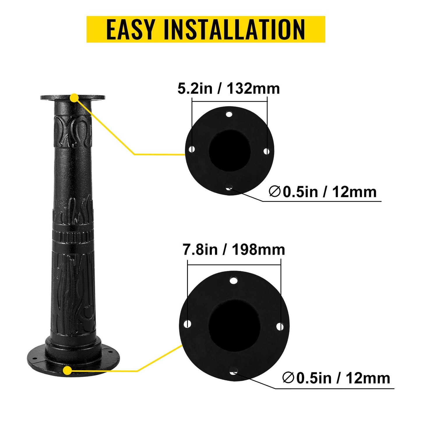 VEVOR Antique Hand Water Pump Stand Pitcher Pump Stand Cast Iron Well Pump Stand w/Pre-set 0.5 Holes for Easy Installation Old Fashion Pitcher Hand Pump Stand for Home Yard Pond Garden Outdoors Black