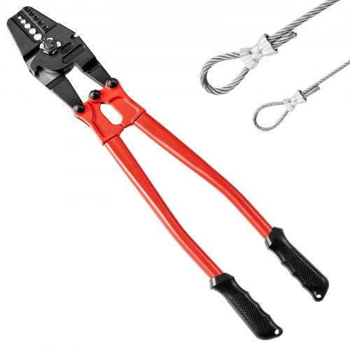 24' Hand Swager Cable Wire Rope Cutter Swage 1/16' 3/32' 1/8' 5/32' 3/16' Aluminum Sleeves Copper