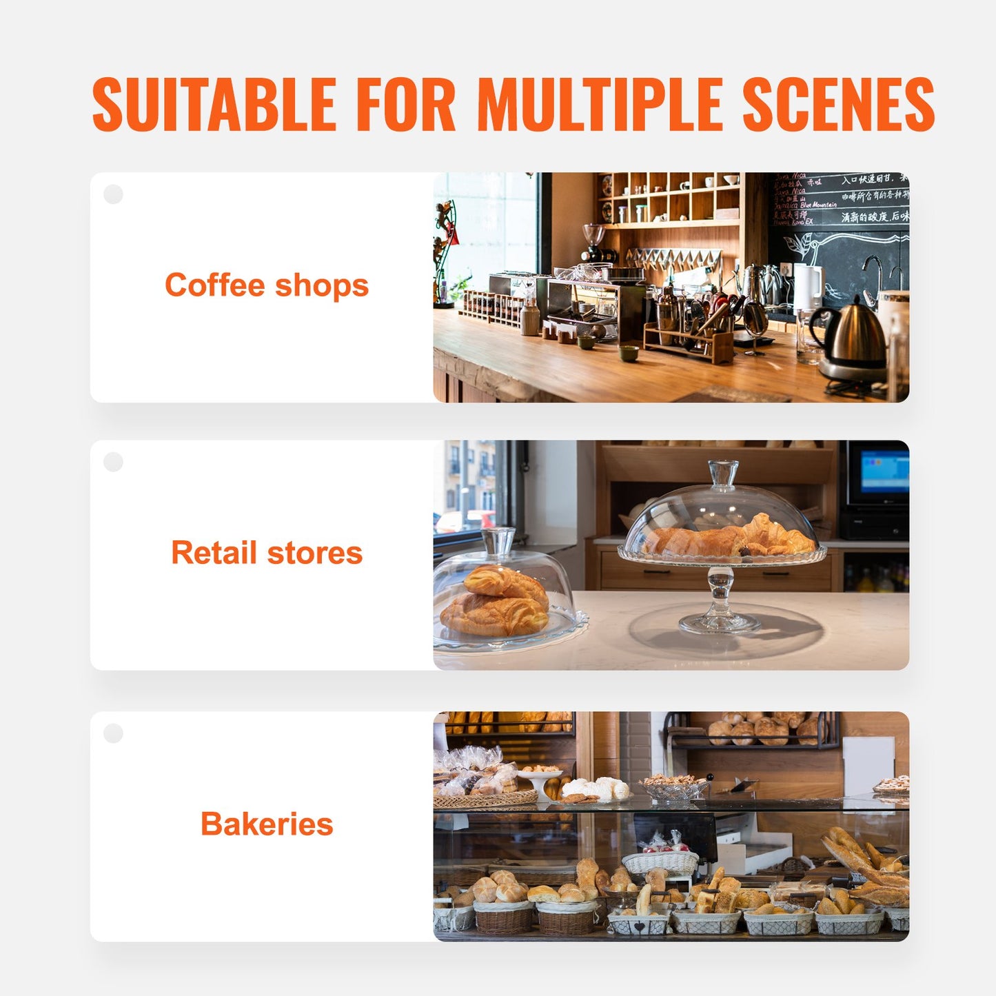 VEVOR Pastry Display Case, 3-Tier Commercial Countertop Bakery Display Case, Acrylic Display Box with Rear Door Access & Removable Shelves, Keep Fresh for Donut Bagels Cake Cookie, 20.7x14.2x16.3