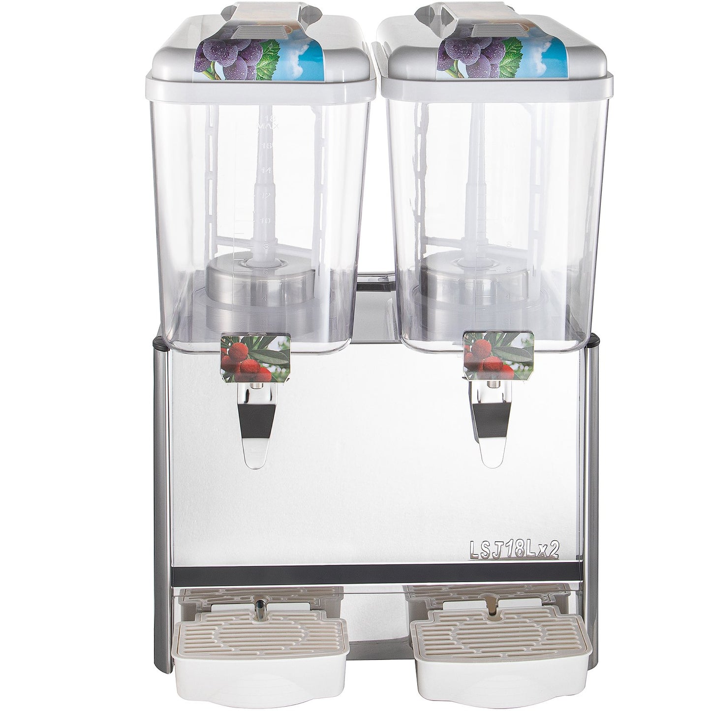 VEVOR 110V Commercial Beverage Dispenser,9.5 Gallon 36L 2 Tanks Juice Dispenser Commercial,18 Liter Per Tank 300W Stainless Steel Food Grade Material Ice Tea Drink Dispenser Equipped with Thermostat Controller