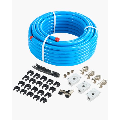 Air Compressor Line Kit, 100FT x 3/4', HDPE-Aluminum Compressed Air Piping System, Leak-Proof, Pressure-Resistant & Easy-to-Install, Compressed Air Line Tubing Kit for Garages Workshops, Blue