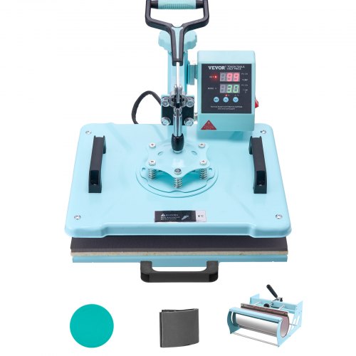 Heat Press Machine, 12 x 15 inch, 5 in 1 Heat Transfer Machine with 30 oz Tumbler Press, 360¡ã Swing Away T-Shirt Pressing, Digital Precise Control, for T-Shirts/Mugs/Hats/Plates, Green