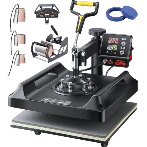 Heat Press Machine 8 in 1 Combo, Heat Press 15x15 in, Swing Away T Shirt Printing Machine Digital Control, Multifunction Transfer Machine Sublimation, for T-Shirt Hat Cap Mug Plate, Black
