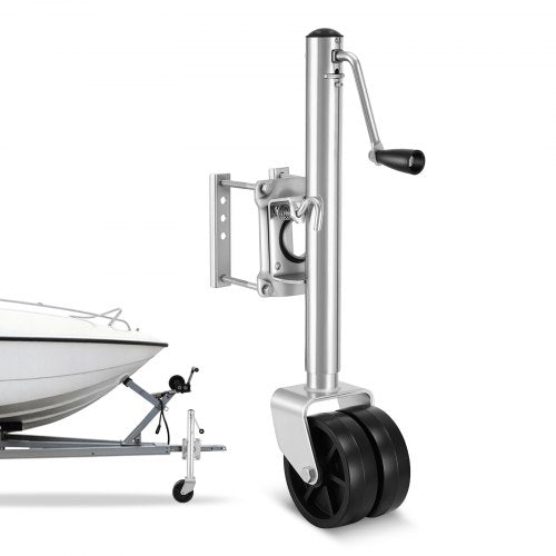 Trailer Jack with Wheel, 2000 lbs Load Capacity, Heavy Duty Swivel Boat Trailer Jack with PP Dual Wheel & Ergonomic Handle, 15-27 Inch Lift Range, Fit for RVs, Boats and Utility Trailers