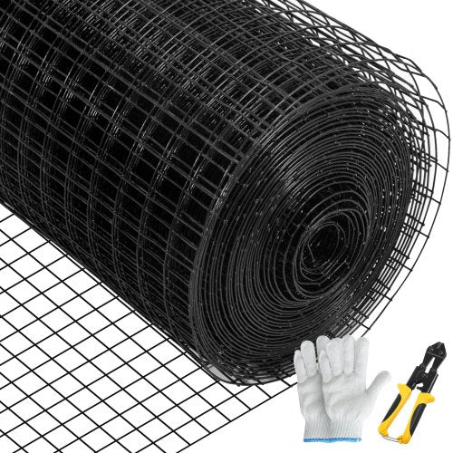 Hardware Cloth, 48\' x 50\' & 1\'x1\' Mesh Size, Galvanized Steel Vinyl Coated 16 Gauge Chicken Wire Fencing with A Cutting Plier & A Pair of Fabric Gloves, for Garden Fencing & Pet Enclosures,