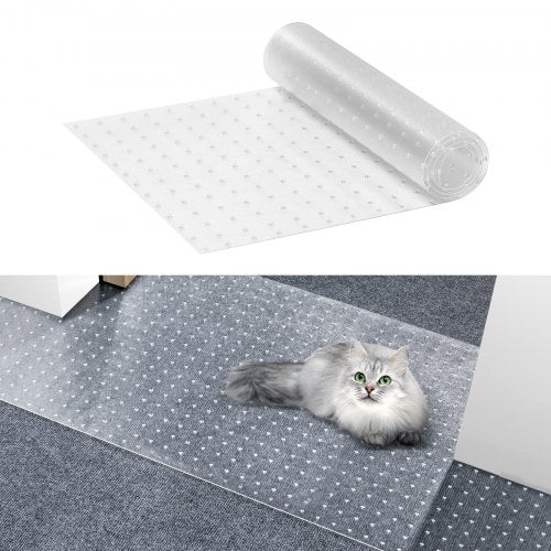Carpet Protector for Pets, 15' x 4' PVC Scratch-Proof Cat Carpet Protector for Doorway, Anti-Slip Cat Scratch Protector Mat, Easy to Cut Plastic Carpet Scratch Stopper, Cat Scratch Guard Carpet