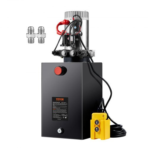 Hydraulic Pump, 15 Quart Hydraulic Power Unit, Double Acting Dump Trailer Pump, 0.91 GPM Flow Rate, 3200 PSI Max Relief Pressure, DC 12V Hydraulic Pump for Dump Trailer Car Lifting