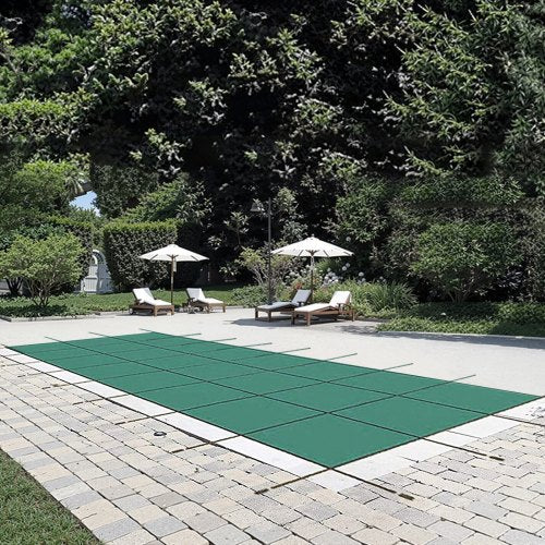 Pool Safety Cover Fits 16x40ft Rectangle Inground Pools, Safety Pool Cover with Drainage Holes, Mesh Pool Cover for Swimming Pool, Winter Safety Cover, Green