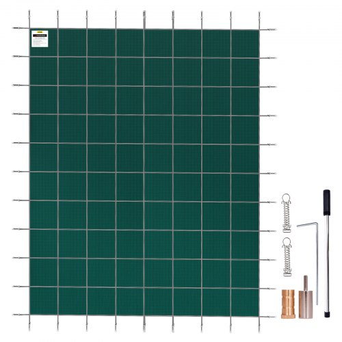 Pool Safety Cover Fits 18x36ft Rectangle Inground Pools, Safety Pool Cover with Drainage Holes, Mesh Solid Pool Cover for Swimming Pool, Winter Safety Cover, Green