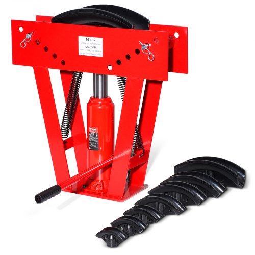 Hydraulic Pipe Bender, 16 Ton Manual Copper Exhaust Pipe Bending Machine with 8 Dies (1/2' - 3') and 90 - 180¡ã Adjustable Rollers, Heavy-Duty Pipe Tube Bender for Piping Railing Construction