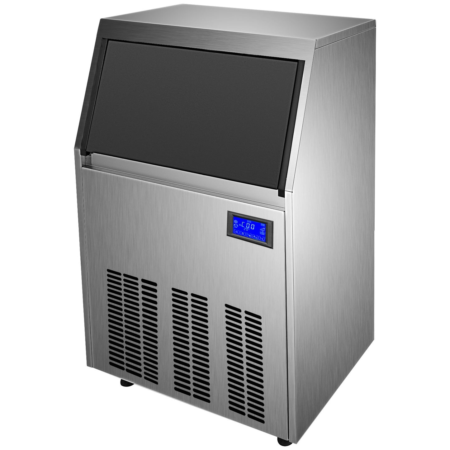 VEVOR 110V Commercial ice Maker Machine 90-100LBS/24H Stainless Steel Under Counter Ice Machine with 33LBS Bin for Home Bar, Electric Water Drain Pump,Water Filter,Scoops,Connection Hose Included