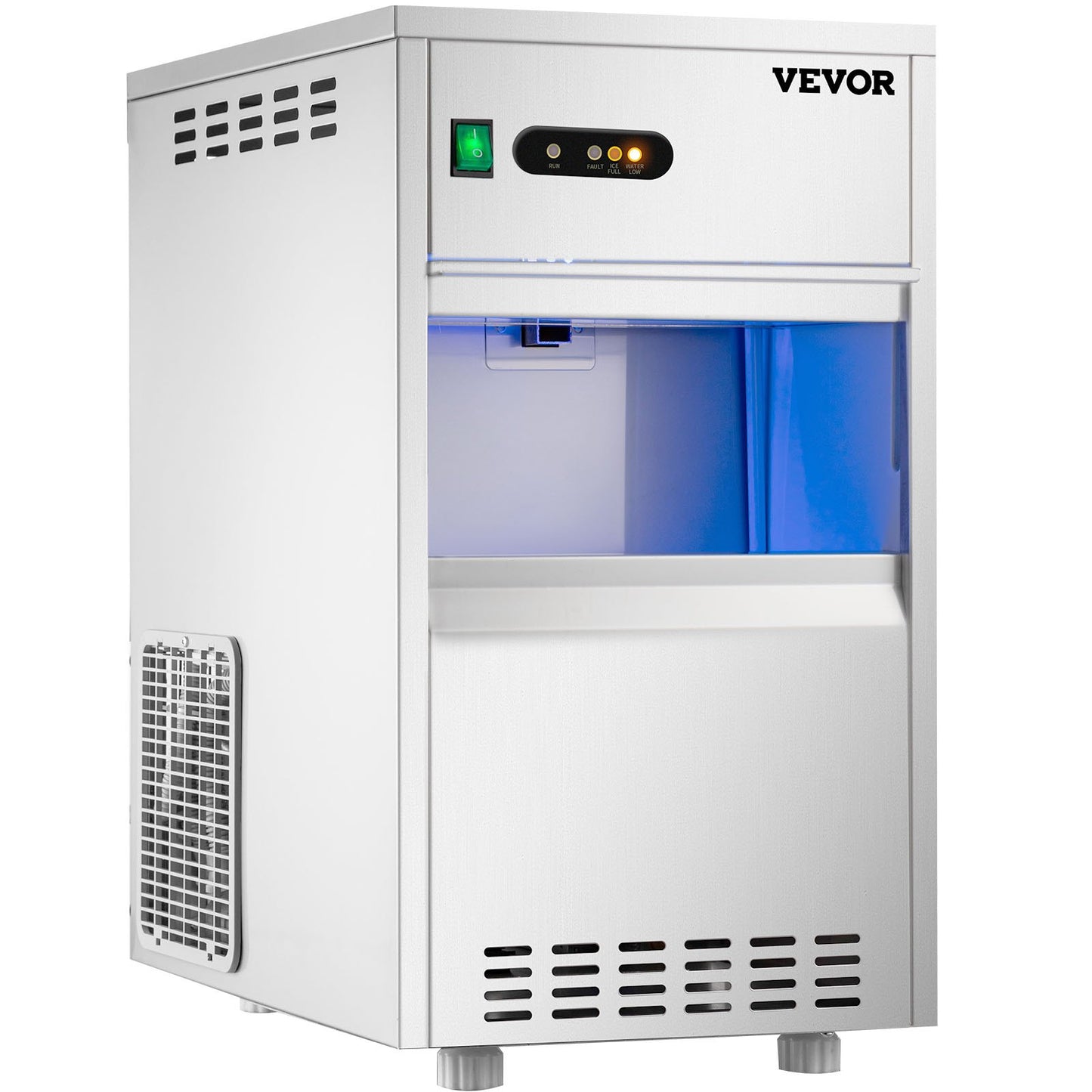 VEVOR Commercial Snowflake Ice Maker, 55LBS/24H ETL Approved Food Grade Stainless Steel Flake Ice Machine Freestanding Commercial Ice Machine for Seafood Restaurant, Water Filter and Spoon Included