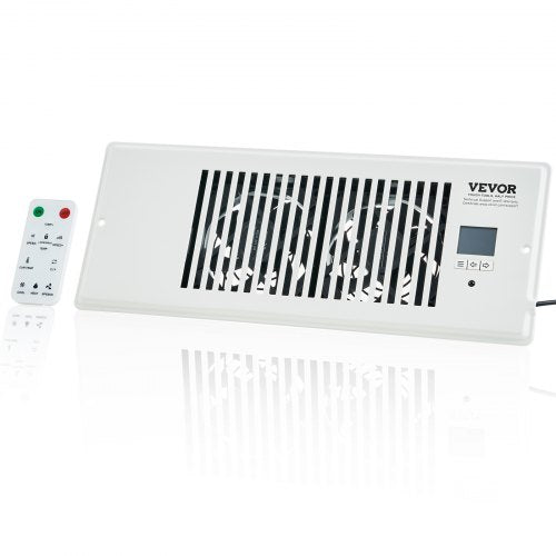 Register Booster Fan, Quiet Vent Booster Fan Fits 4¡± x 12¡± Register Holes, with Remote Control and Thermostat Control, Adjustable Speed for Heating Cooling Smart Vent, White