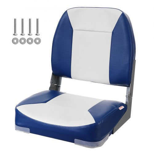 Boat Seat, 18.9' Low Back Boat Seat, Folding Boat Chair with Thickened Sponge Padding and Hinge, Fold-Down Boat Captain Chair for Fishing Boat, Sightseeing Boat, Speedboat, Canoe, 1-Piece