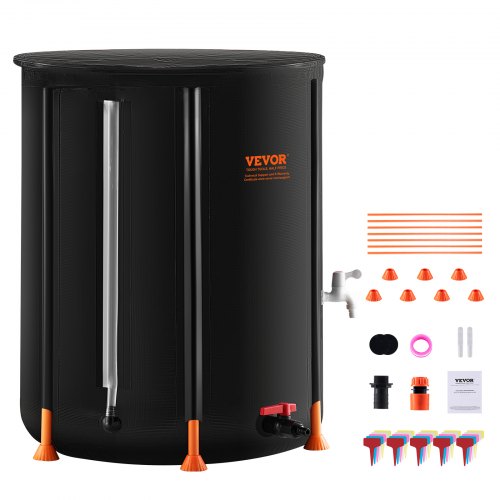 Collapsible Rain Barrel, 100 Gallon/380 L Portable Water Tank, PVC Rainwater Collection Barrel with Spigots and Overflow Kit, Water Barrel for Garden Water Catcher