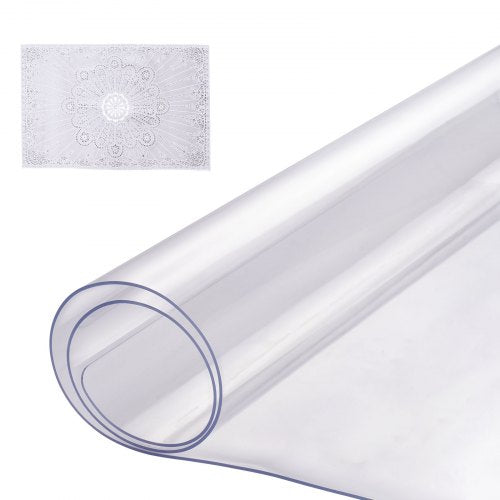 Plastic Table Cover, 16 x 32 Inch 1.5 mm Thick Clear Table Protector, Rectangle PVC Desk Mat, Waterproof & Easy Cleaning Desk Pad Tablecloth, for Office Dresser Dining Room Table Night Stand