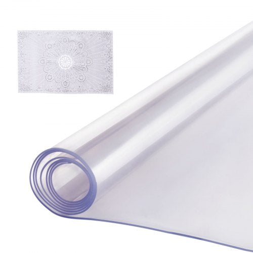 Plastic Table Cover, 40 x 80 Inch 2.0 mm Thick Clear Table Protector, Rectangle PVC Desk Mat, Waterproof & Easy Cleaning Desk Pad Tablecloth, for Office Dresser Dining Room Table Night Stand
