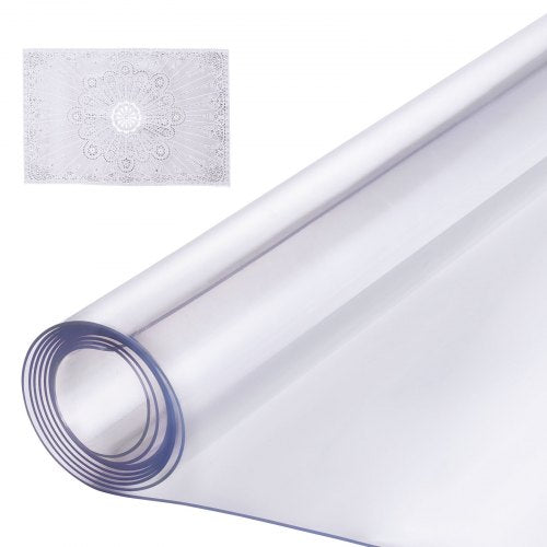 Plastic Table Cover, 42 x 96 Inch 1.5 mm Thick Clear Table Protector, Rectangle PVC Desk Mat, Waterproof & Easy Cleaning Desk Pad Tablecloth, for Office Dresser Dining Room Table Night Stand