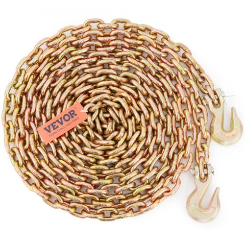 Transport Binder Chain, 4900 lbs Working Load Limit, 5/16'' x 20' G80 Tow Chain Tie Down with Grab Hooks, DOT Certified, Galvanized Coating Manganese Steel for Dock Factory Construction Site
