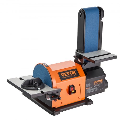 Professional Belt Sander, 6' Disc Sander and 4 x 36 in. Belt Sander with 5A Induction Motor Cast Aluminum Worktable for Woodworking, Metalworking