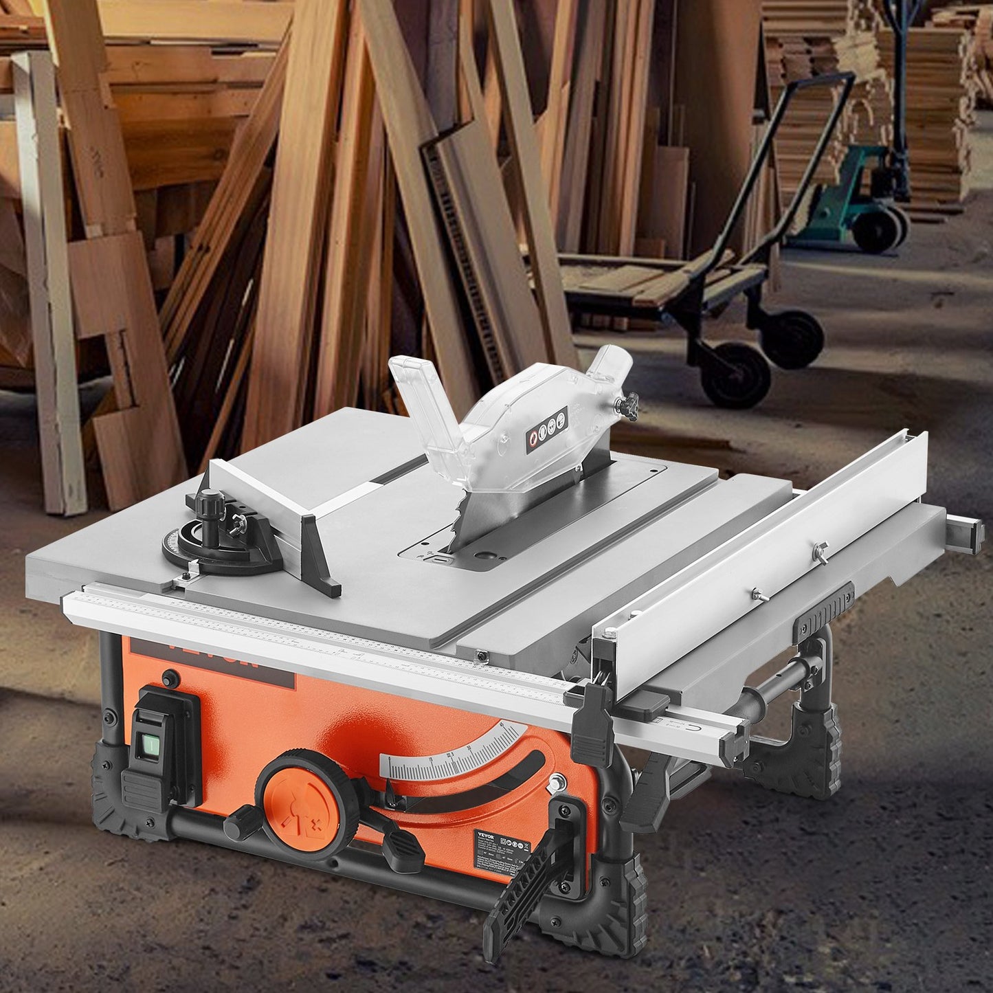 VEVOR 10 Table Saw Electric Cutting Machine 4500RPM 25-in Rip Capacity Woodwork