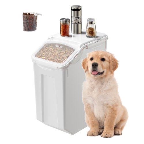 Rice Storage Container, 4.5Gallon/20L Capacity Large Dog Food Dispenser Bin, Kitchen Ingredient Grain Cereal Flour Bin, Pet food Containers with Wheels, Measuring Cup, Airtight Lid, 1 Pack