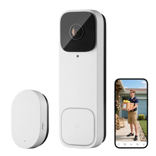 Video Doorbell, 2K Wireless Camera Ring Doorbell Works with 170° Ultra-Wide View, 2-Way Audio, Motion Detection & Night Vision, Supports Alexei & Google, Cloud Storage, Battery/Wired Powered