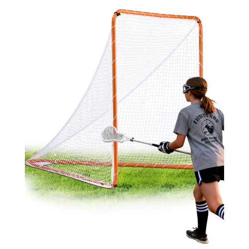 Lacrosse Goal, 6' x 6' Lacrosse Net, Steel Frame Backyard Lacrosse Training Equipment, Portable Lacrosse Goal with Carry Bag, Quick & Easy Setup, Perfect for Youth Adult Training, Orange