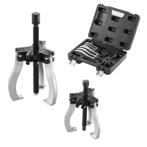 Gear Puller Set, 3' and 7' Puller Kit, 3 Jaw Gear Bearing Flywheel Pulley Removal Tool, 2 or 3 Reversible Jaws Wheel Puller, Vertically and Horizontally, External and Internal, 2-Piece