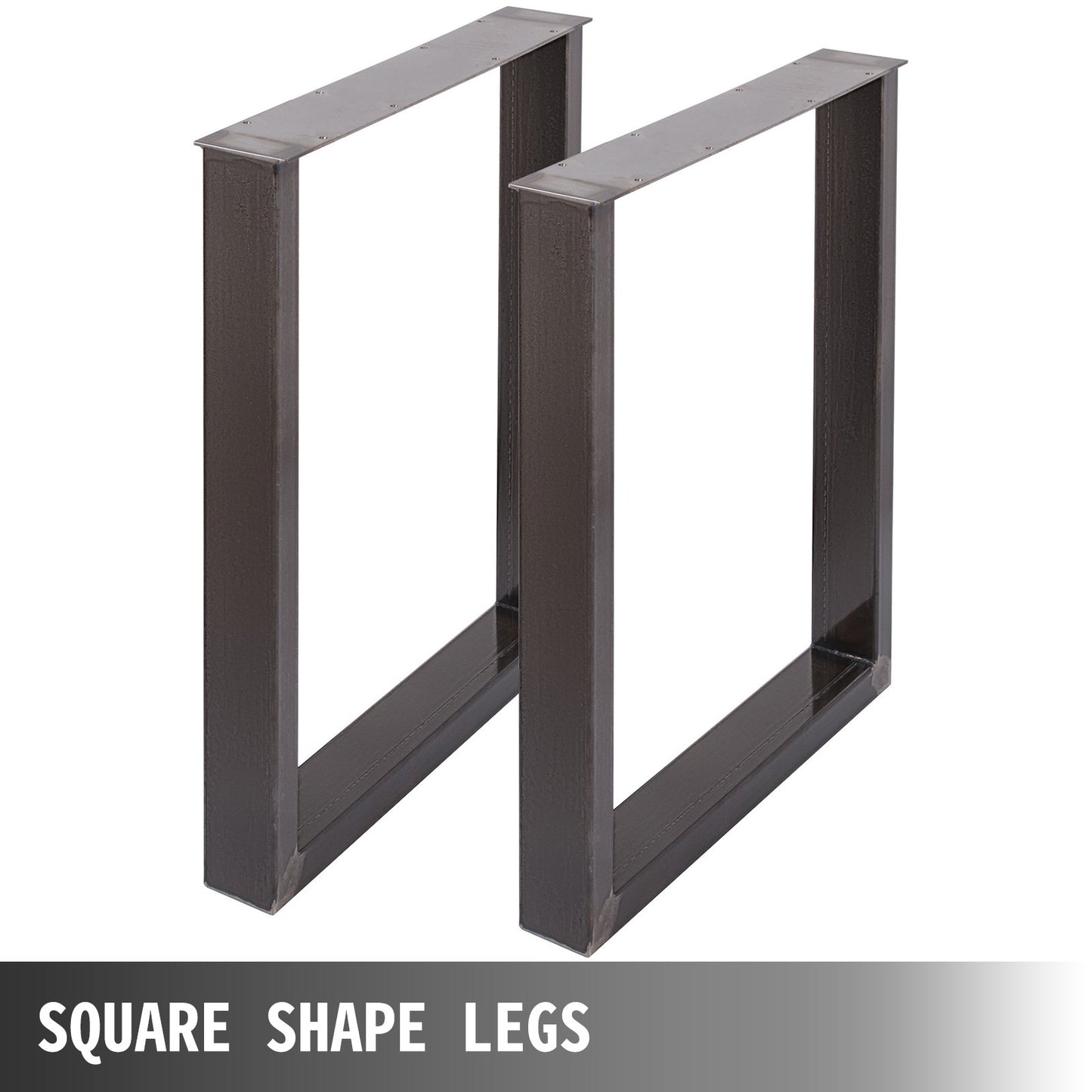 VEVOR Set of 2 Steel Table Legs, 28''Height 23''Wide Dining Table Legs, Heavy Duty 3.1 Square Box Section Square Table Legs, 28x23x3.1 Inch Original Color Industrial Country Style Metal Dining Legs