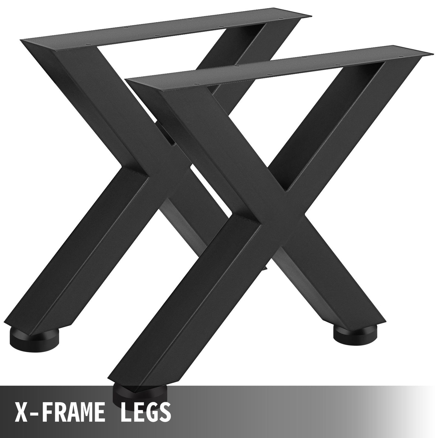 VEVOR Set of 2 Steel Table Legs, 28''Height 31''Wide Dining Table Legs, Heavy Duty 3.1 Square Box Section X Frame Table Legs, 28x31x3.1 Inch Black Color Industrial Country Style Metal Dining Legs
