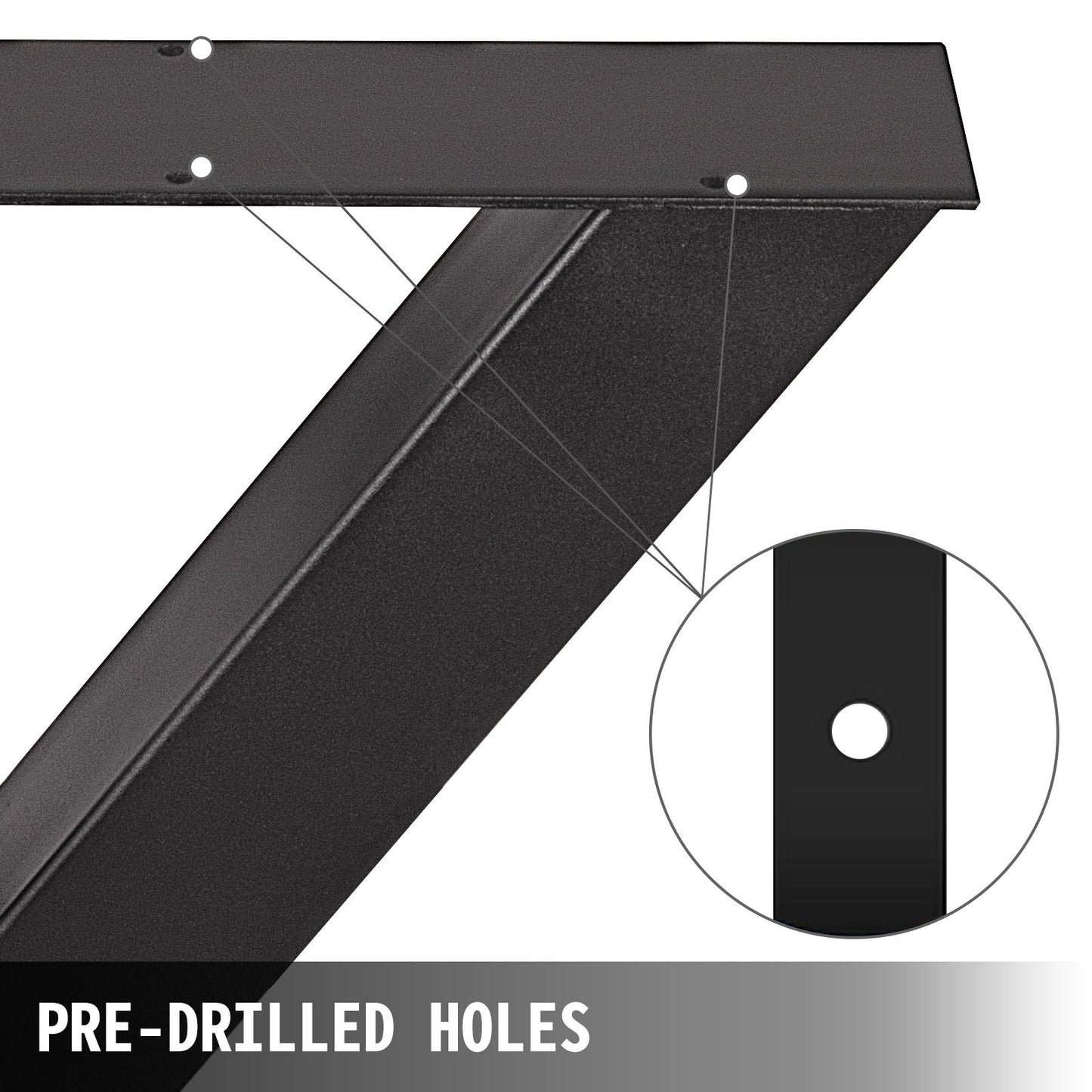 VEVOR Set of 2 Steel Table Legs, 28''Height 31''Wide Dining Table Legs, Heavy Duty 3.1 Square Box Section X Frame Table Legs, 28x31x3.1 Inch Black Color Industrial Country Style Metal Dining Legs