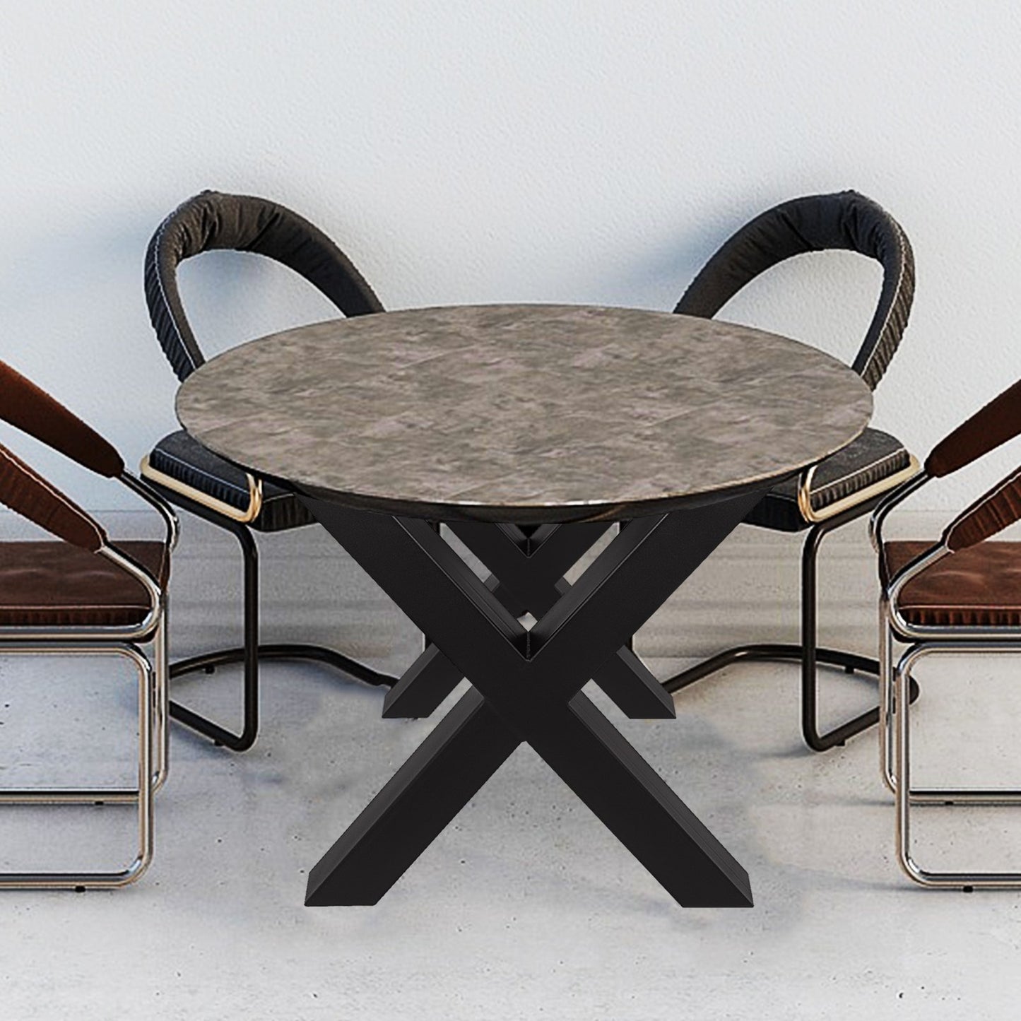 VEVOR Set of 2 Steel Table Legs, 28''Height 31''Wide Dining Table Legs, Heavy Duty 3.1 Square Box Section X Frame Table Legs, 28x31x3.1 Inch Black Color Industrial Country Style Metal Dining Legs