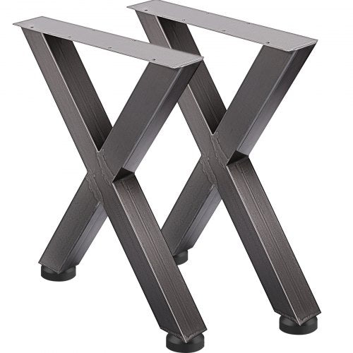 VEVOR Set of 2 Steel Table Legs, 28''Height 24''Wide Dining Table Legs, Heavy Duty 3.1 Square Box Section X Frame Table Legs, 28x24x3.1 Inch Original Color Industrial Country Style Metal Dining Legs