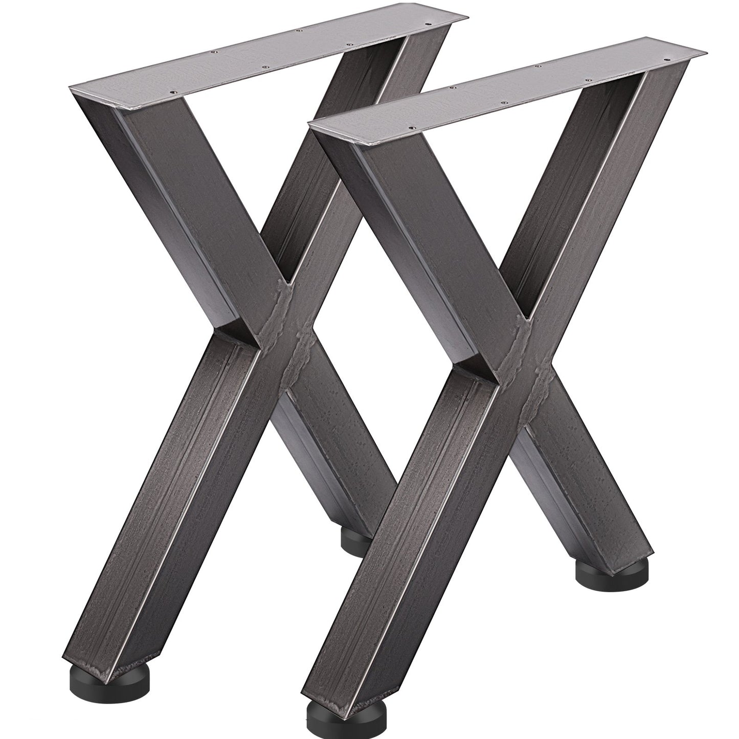 VEVOR Set of 2 Steel Table Legs, 28''Height 24''Wide Dining Table Legs, Heavy Duty 3.1 Square Box Section X Frame Table Legs, 28x24x3.1 Inch Original Color Industrial Country Style Metal Dining Legs