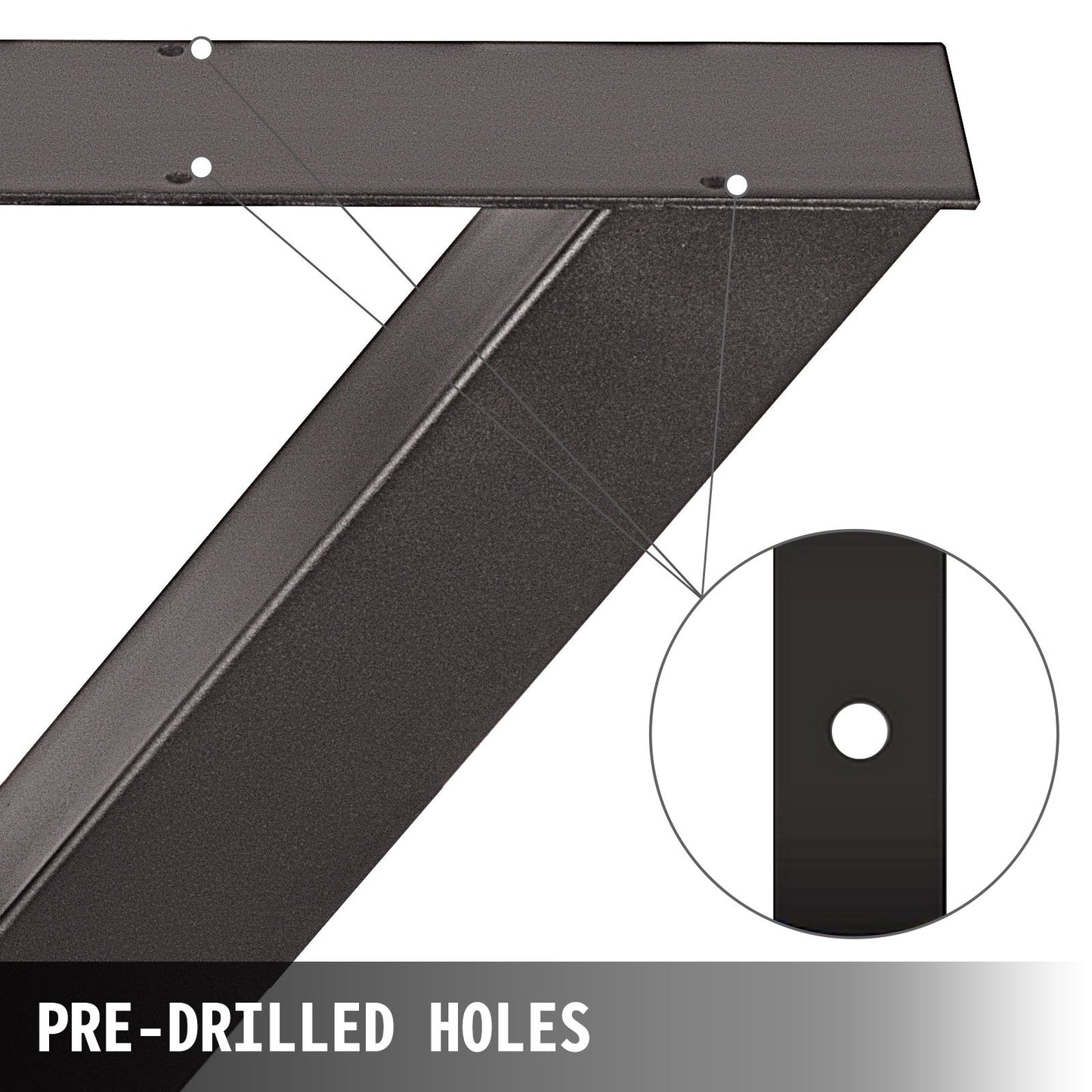 VEVOR Set of 2 Steel Table Legs, 28''Height 24''Wide Dining Table Legs, Heavy Duty 3.1 Square Box Section X Frame Table Legs, 28x24x3.1 Inch Original Color Industrial Country Style Metal Dining Legs