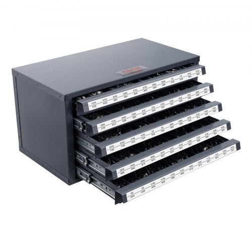 Drill Bit Dispenser Cabinet, Five-Drawer Drill Bit Organizer Cabinet for 33/64' to 63/64' Steel Drill Dispenser Organizer Cabinet with Labels, Stackable Drill Dispenser for Drill Bit Storage